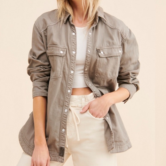 We The Free x Free People Westward Bound Lg Button Oversized Pink Shacket New - Picture 8 of 12